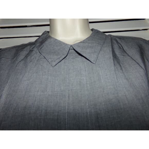 J Jill gray peter pan collar tunic size Medium Petite Back button Excellent - Picture 2 of 6